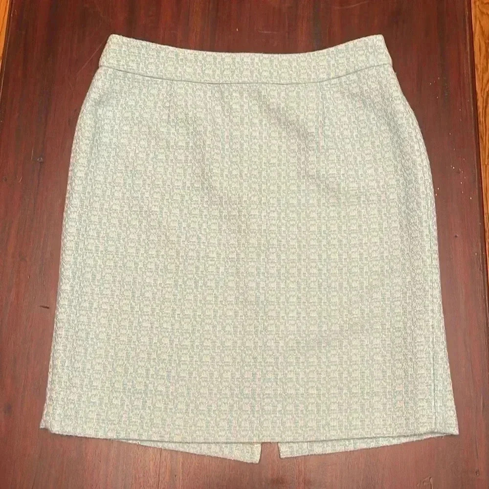 Banana Republic knit teal and tan straight skirt size 12